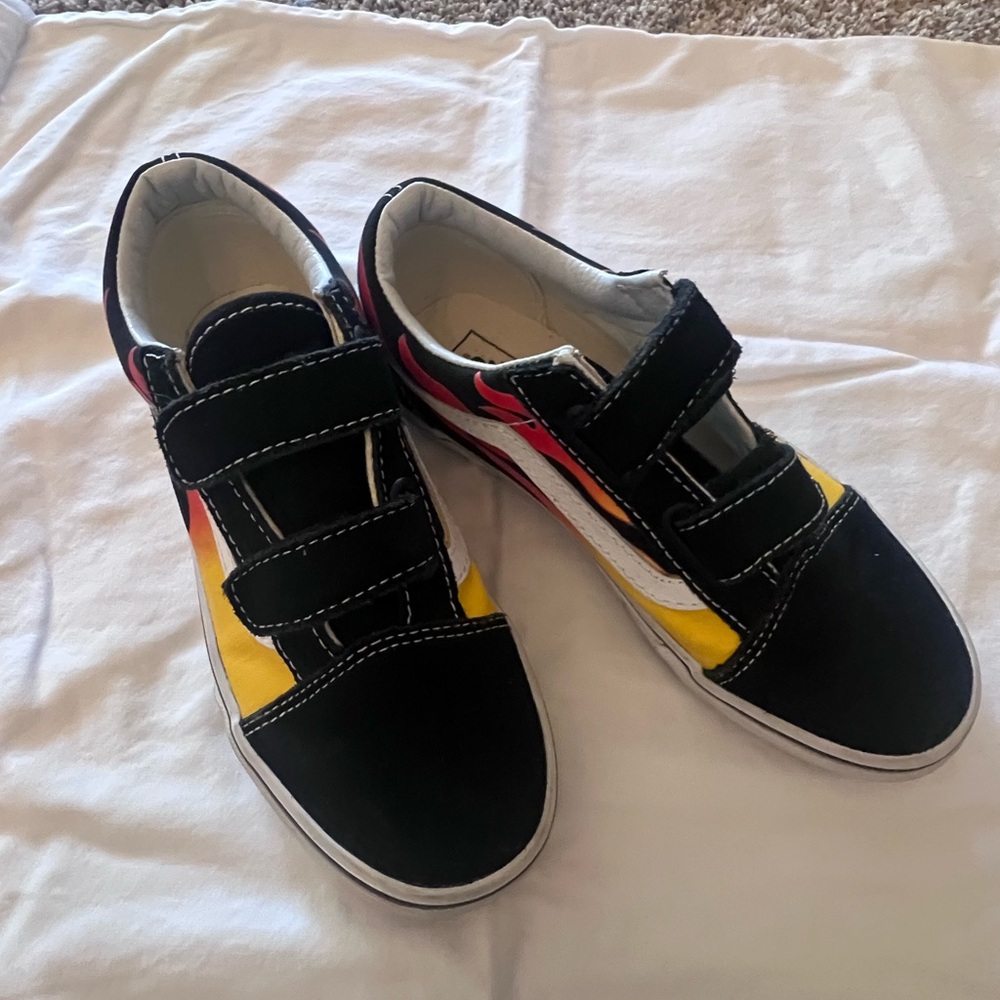 Vans Black and Yellow Velcro Sneakers